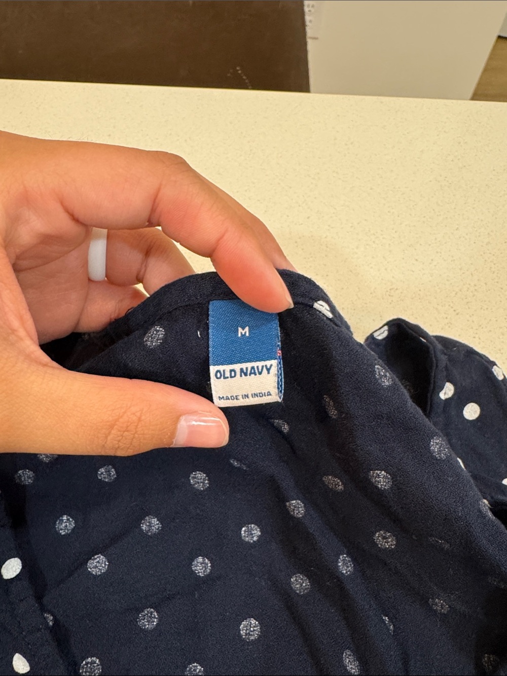 Old Navy Navy and White Polka Dot Button Sleeveless Top - Picture 2 of 4
